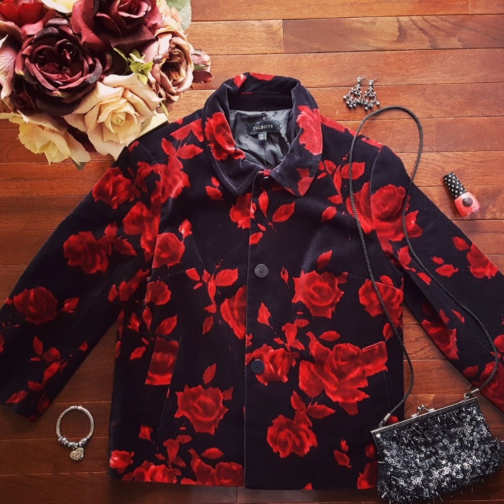 Talbots | Velvet Rose Jacket | Red/Black